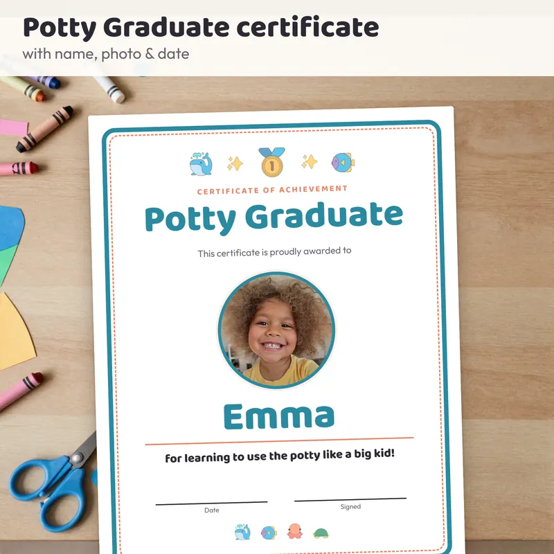 Close-up of a potty training reward chart with prize boxes